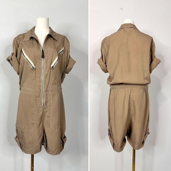 Polo Ralph Lauren 100% Lyocell Utility Romper 12 Tan Romper NWT Summer Casual - Picture 4 of 14